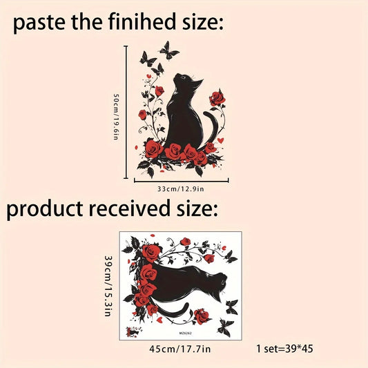 Cat Butterfly Floral Wall Stickers