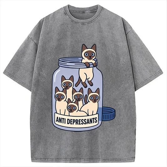 Süßes siamesisches gewaschenes T-Shirt