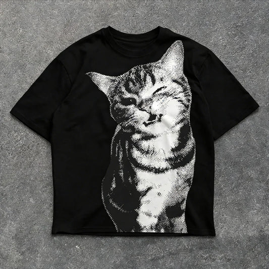 Cat Print Streetwear Shirt