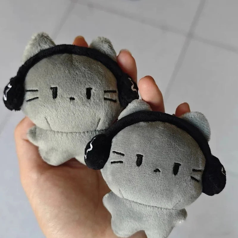 Pendentif en peluche chat casque mignon