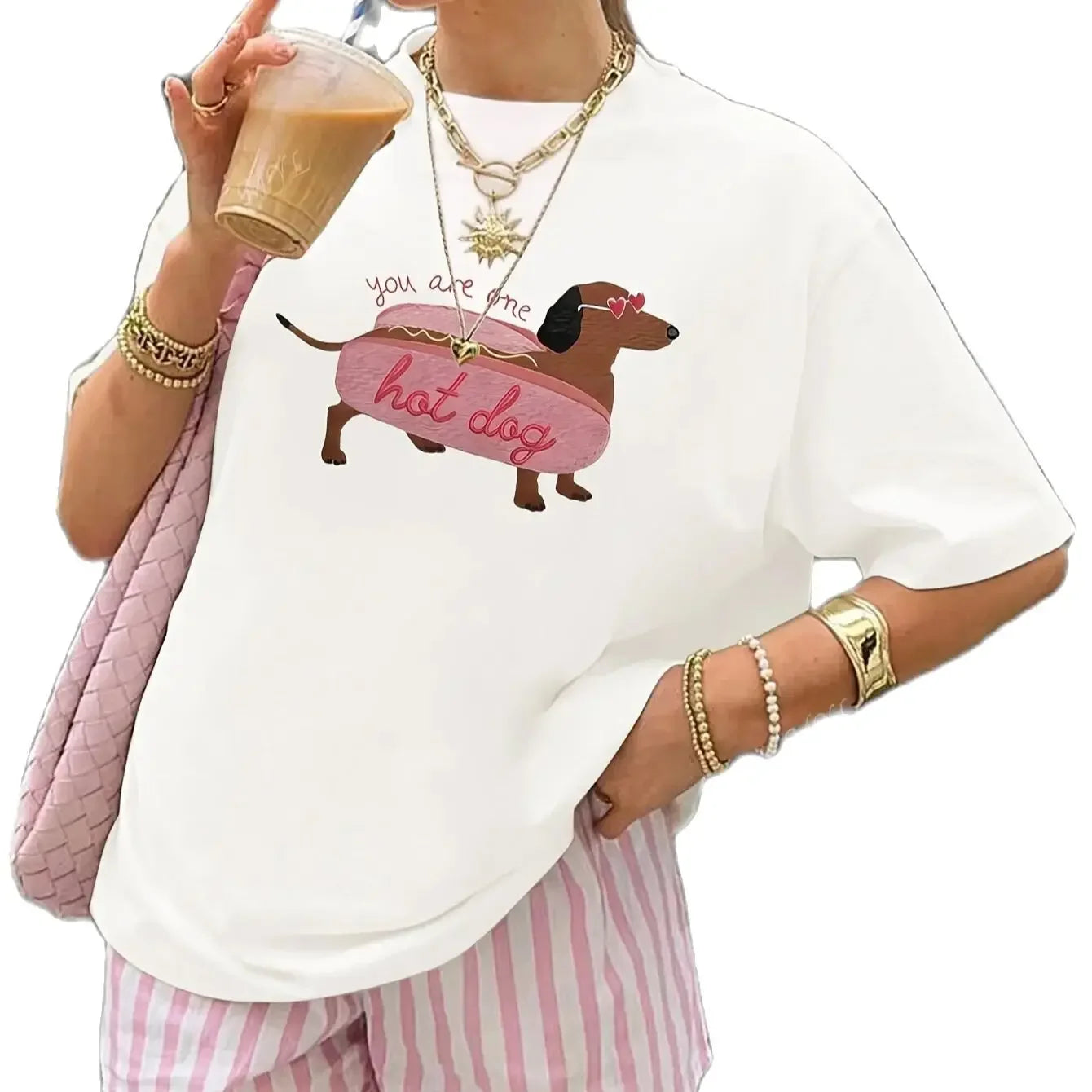 Funny Dachshund Print Women's T-Shirt
