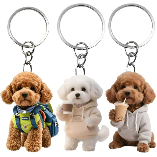 2D Acrylic Puppy Keychain and Bag Charm