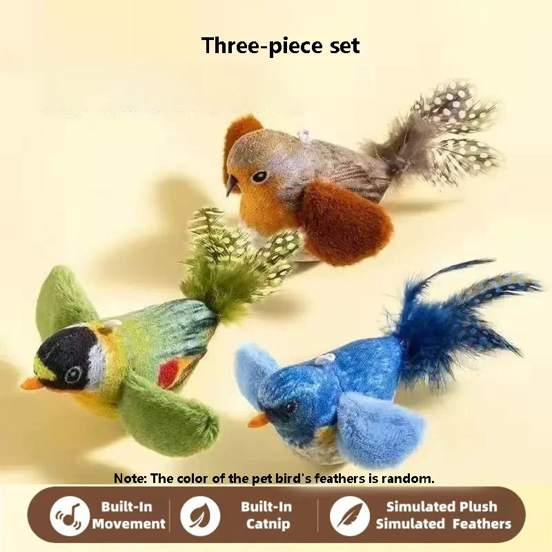 Brinquedo interativo para gato chilreando pássaro