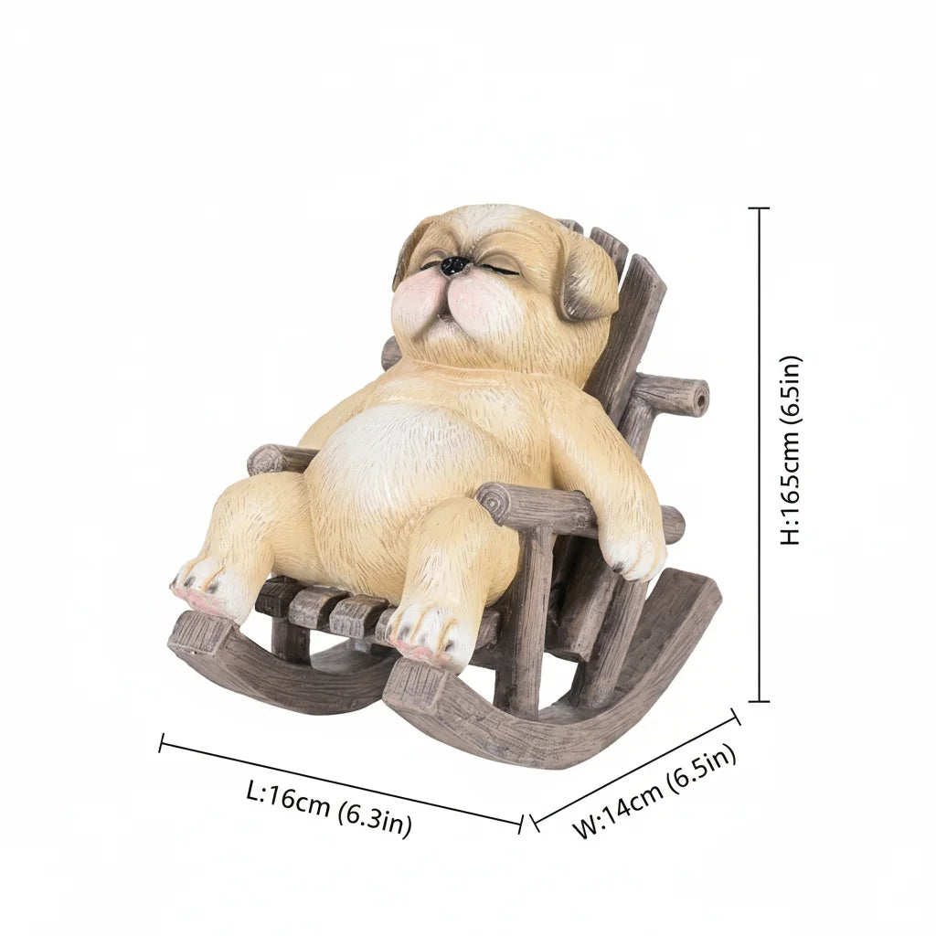 Pug on Rocking Chair Figurine