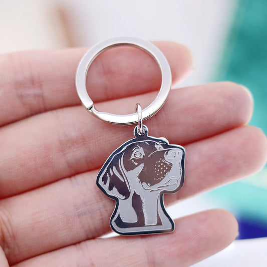 Porte-clés pour chien gravé avec breloque patte
