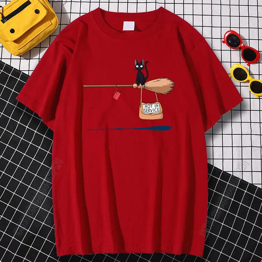 Cat On Magic Broom T Shirt