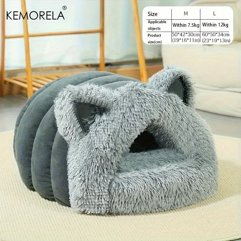 Enclosed Pet Bed Winter Plush