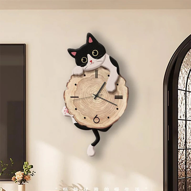 Cat Wall Clock Creative Decor