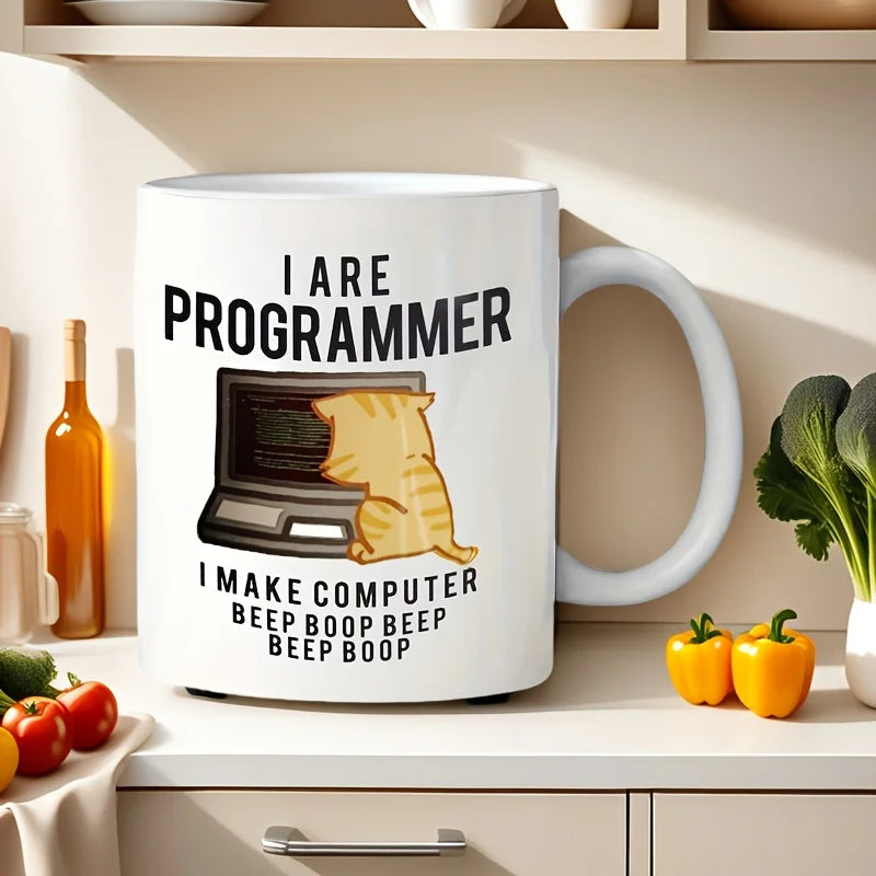 Tasse en céramique drôle de chat de programmeur