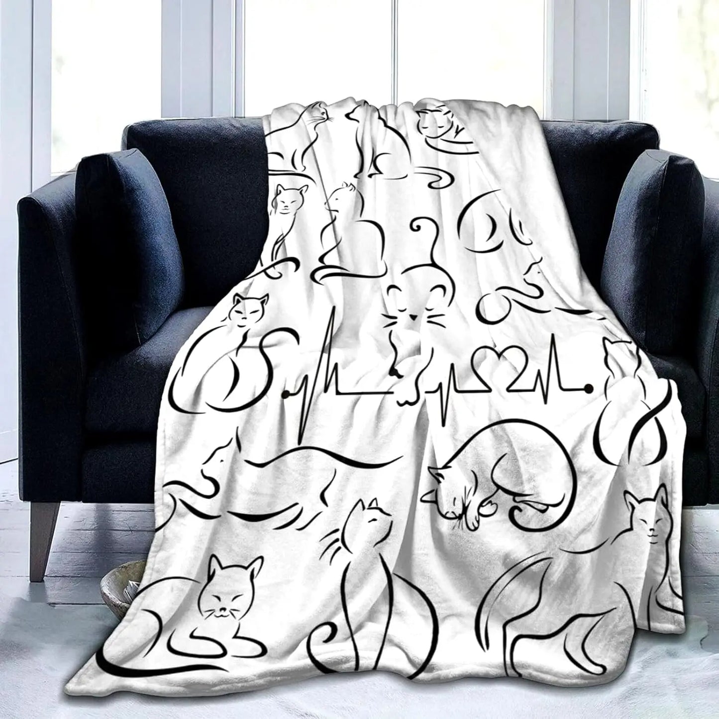 Cat Blanket Soft Cozy Flannel