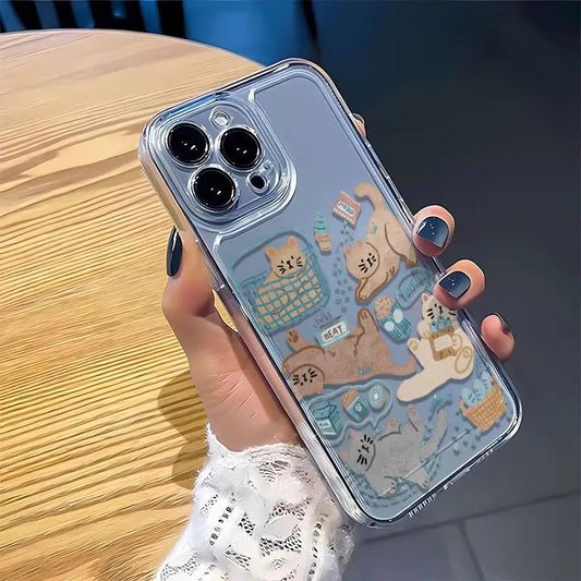 Cartoon Cat Transparent iPhone Case