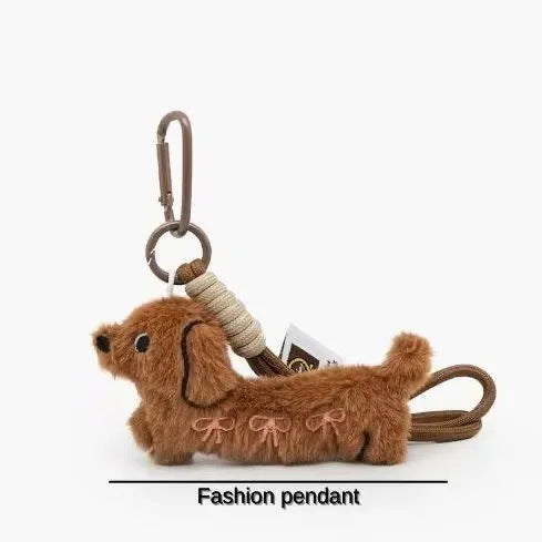 Porte-clés à breloque chien teckel mignon