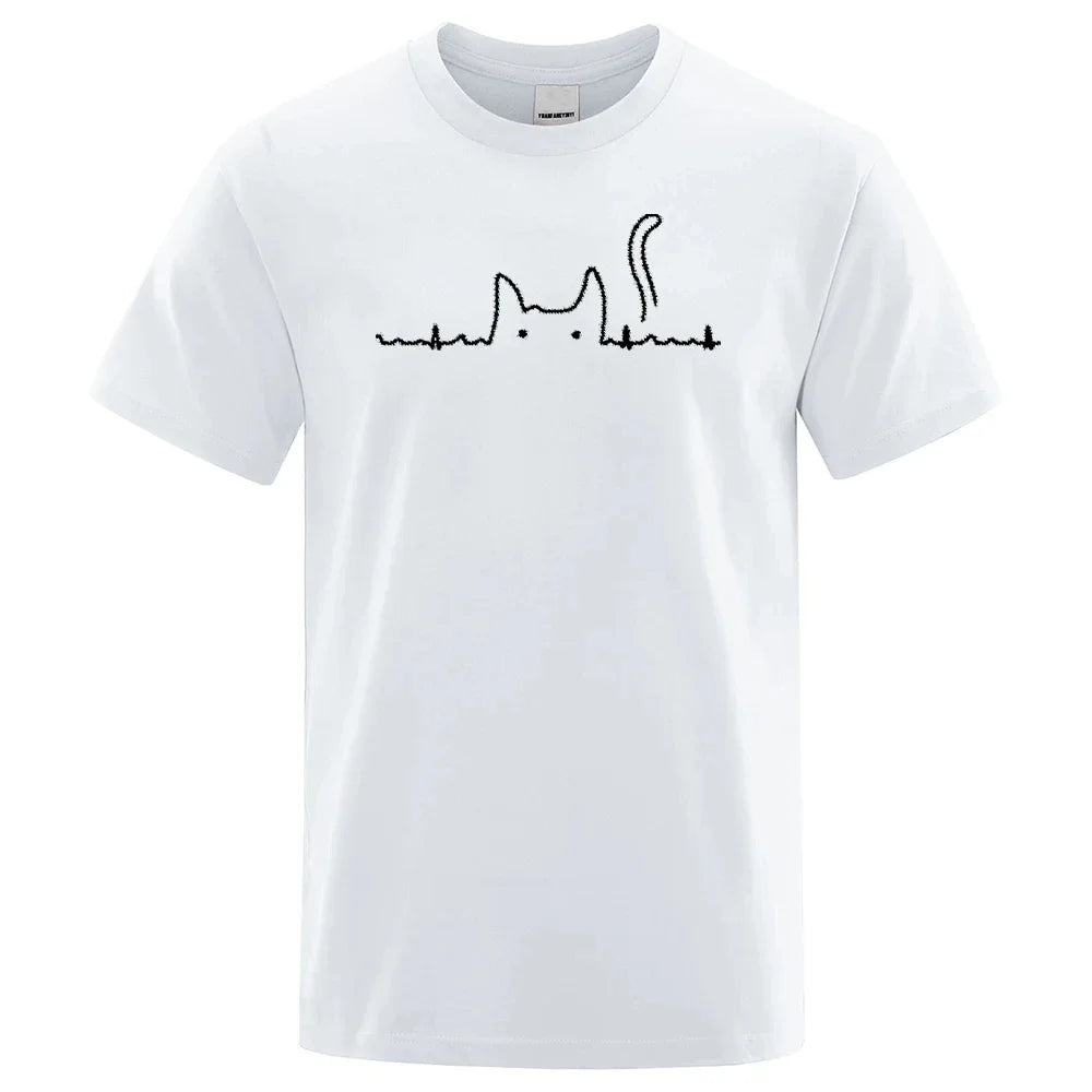 Heartbeat Cat Cotton Shirt
