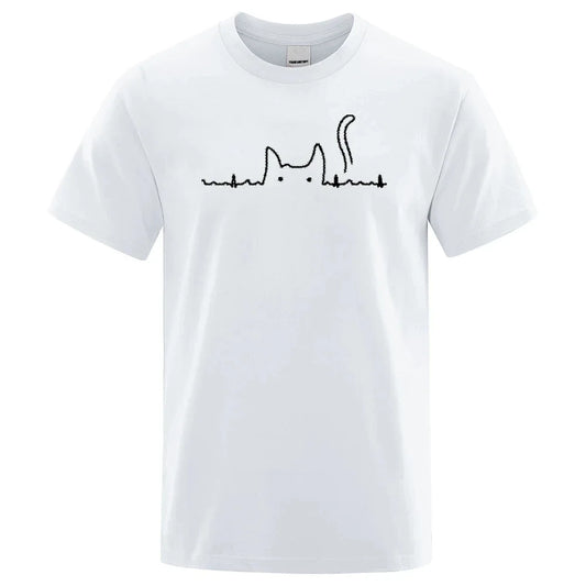 Heartbeat Cat Cotton Shirt