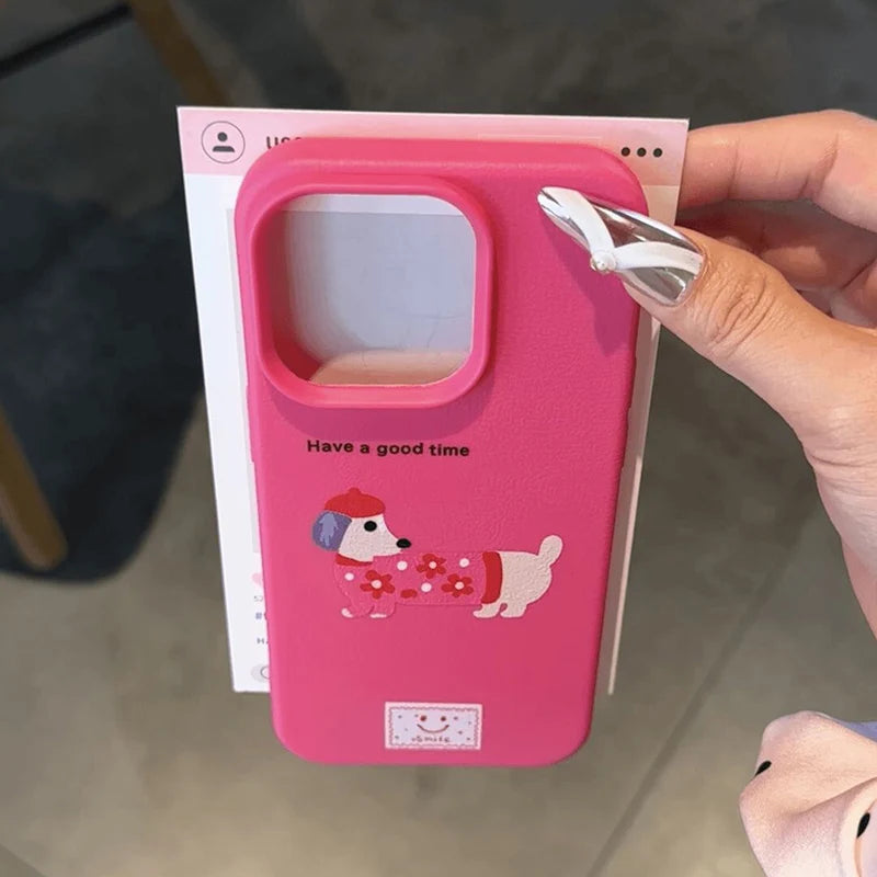 かわいいダックスフント犬電話ケース