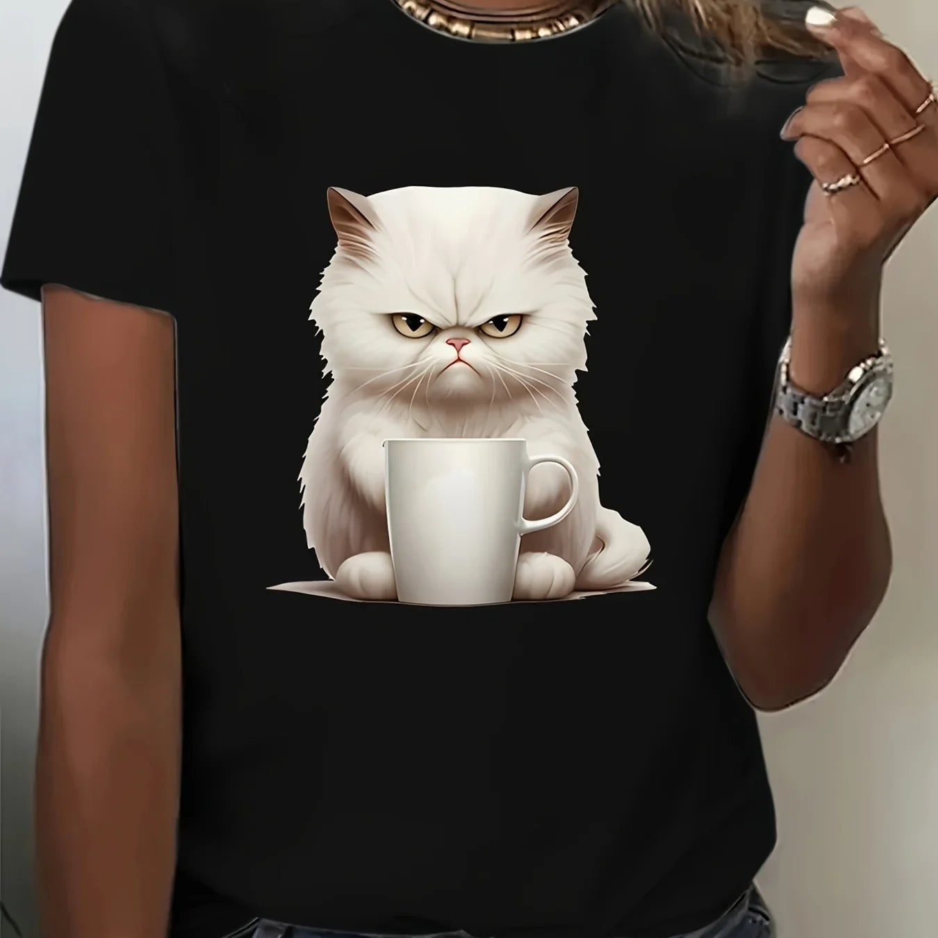 Angry Kitten Print Shirt
