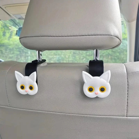 3D Cat Car Headrest Hooks, Set of 2