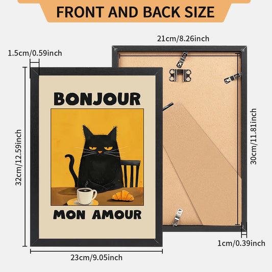 עיצוב מסגרת לחתול "Bonjour Mon Amour".