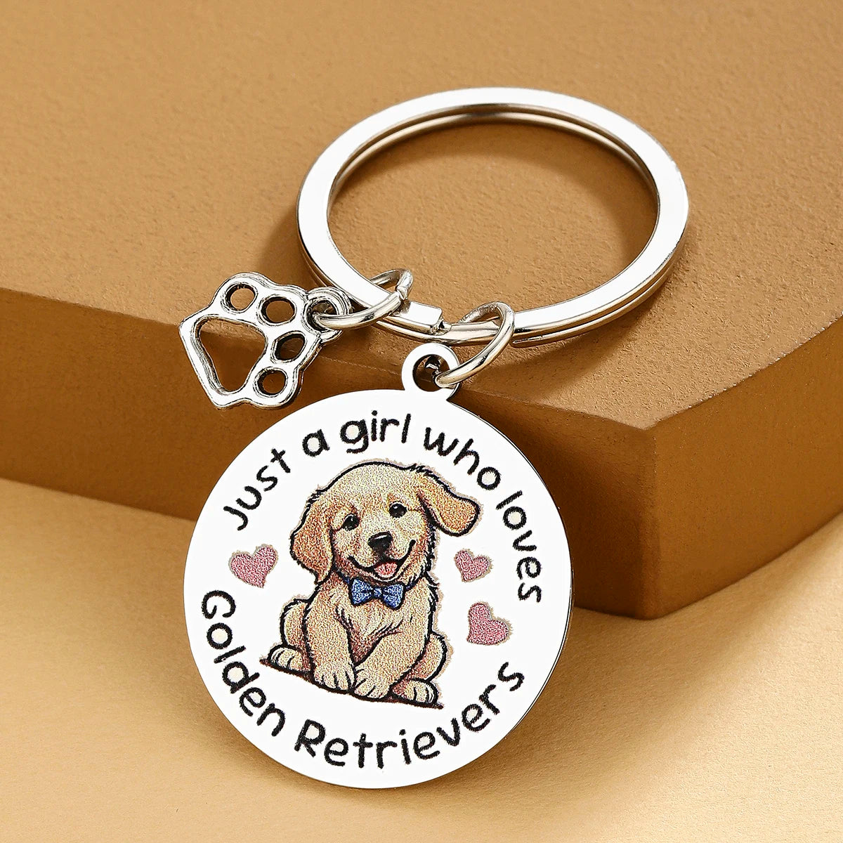 Porte-clés à breloques d'amour Golden Retriever