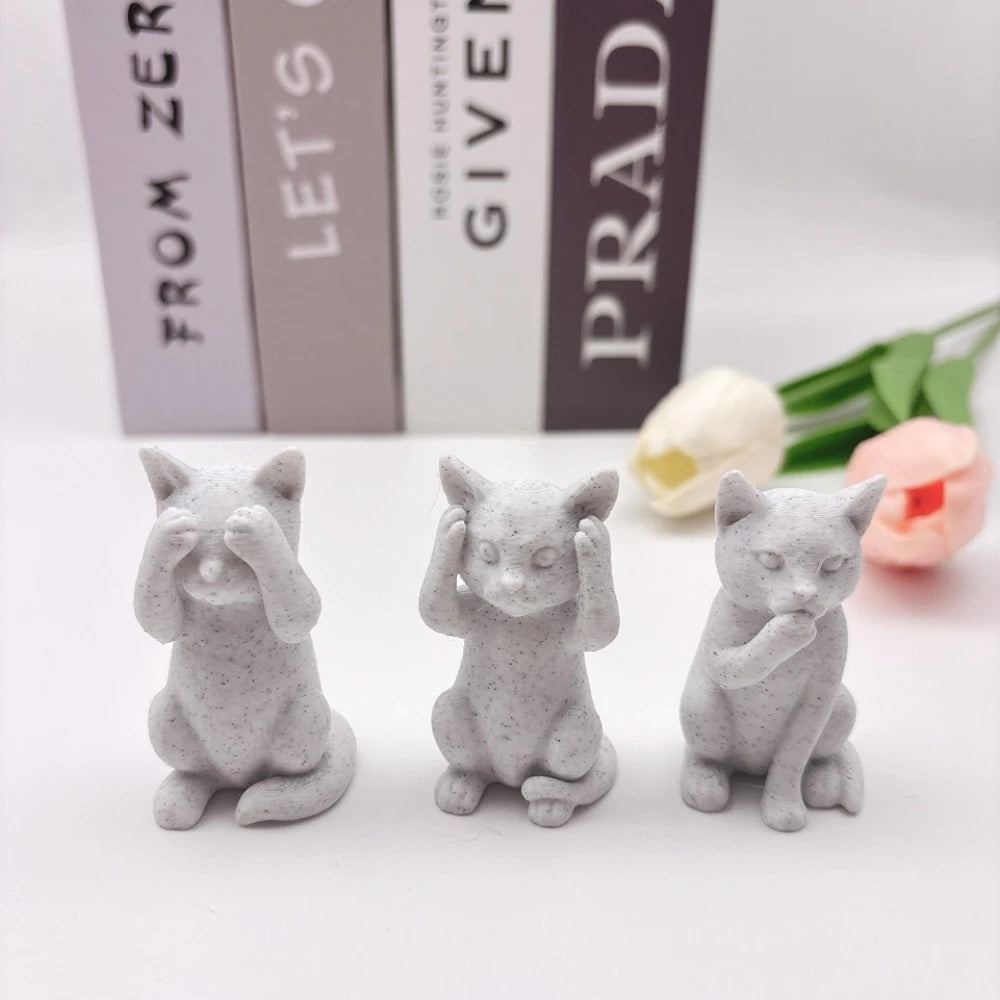 3 Minimalist Cats Sculptures