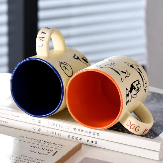 Ceramic Cat & Dog Couple Mug