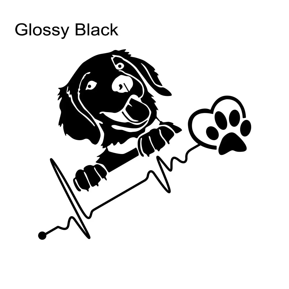 Peeking Dog Heartbeat Car Decal