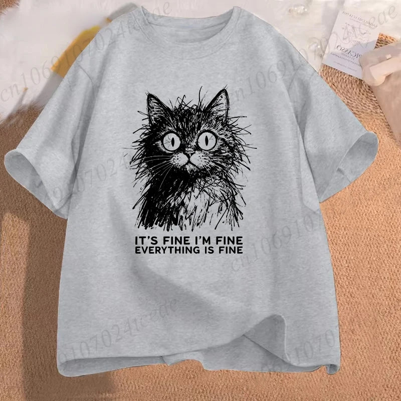 Everything Is Fine Cat T-Shirt