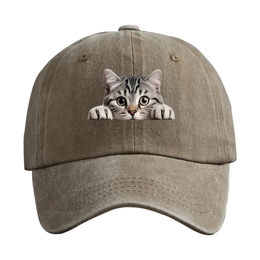 Denim Baseball Cap Cat