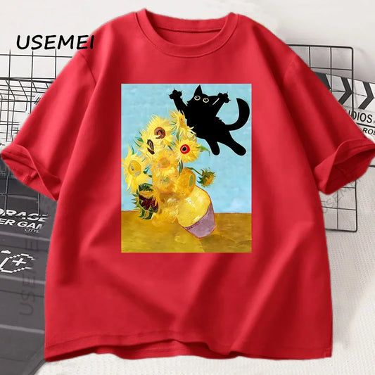 Van Gogh Cat Art T-Shirt