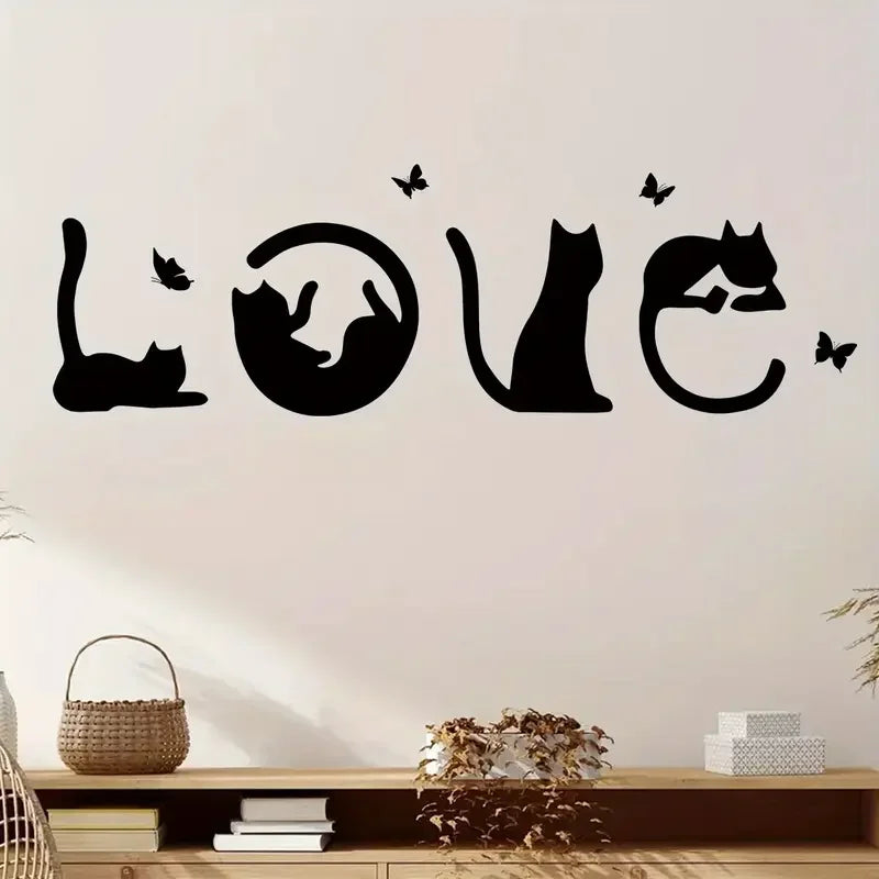 The Word “Love” Cat Theme Wall Sticker