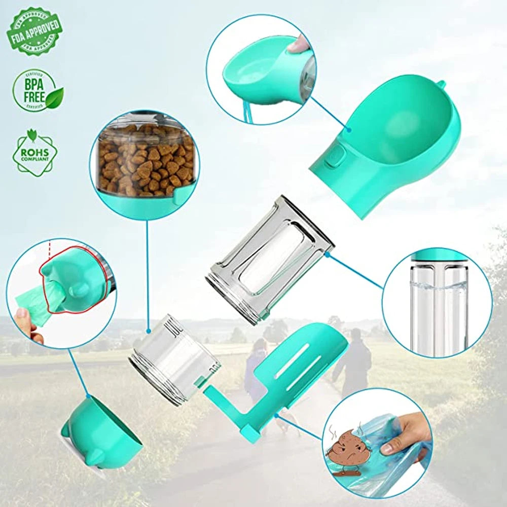 Portable Pet Feeder and Water Bottle