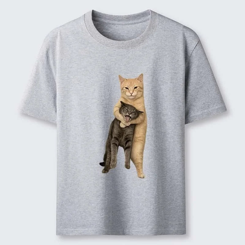 Unisex Hugging Cats Graphic Cotton T-Shirt