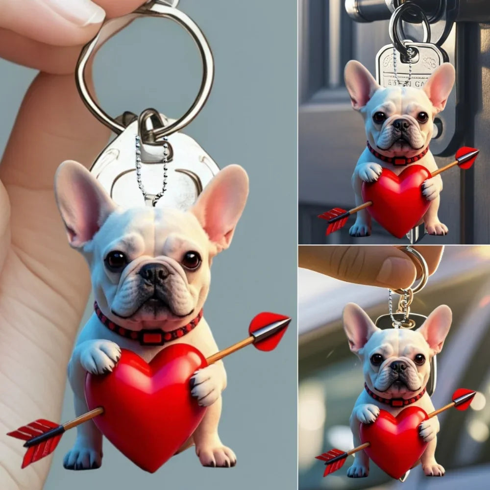 Porte-clés Amour bouledogue français