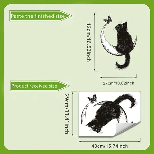 Kitten Moon with Butterfly Wall Sticker