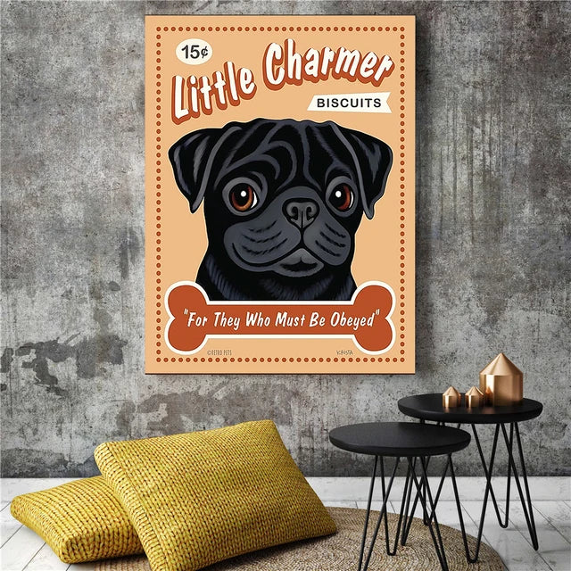 Impressions d’art mural de biscuit de chien vintage