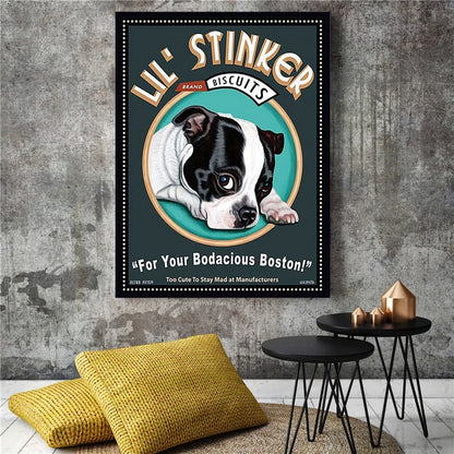 Impressions d’art mural de biscuit de chien vintage