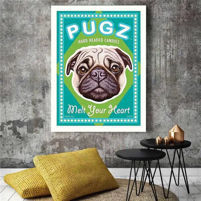Impressions d’art mural de biscuit de chien vintage