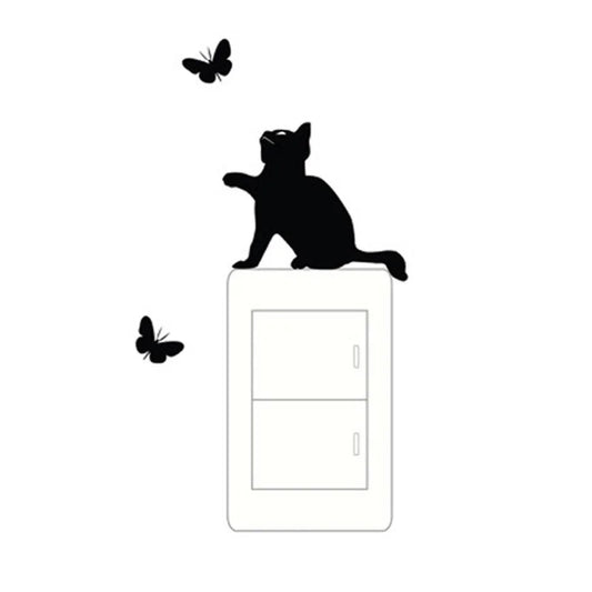 Cat And Butterfly Wall Stickers Decor