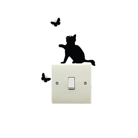 Cat And Butterfly Wall Stickers Decor