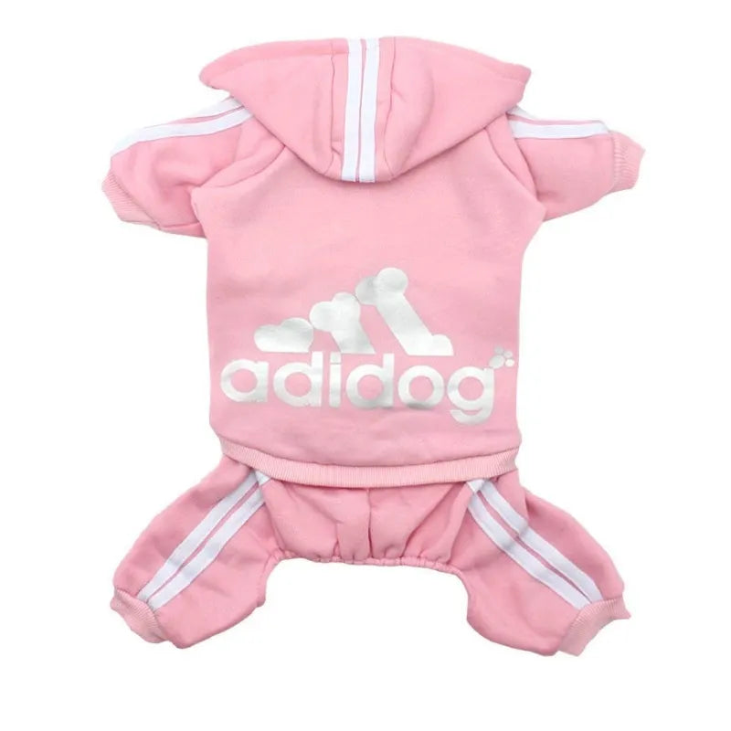 Hooded Cotton Dog Tracksuit with Contrast Stripes