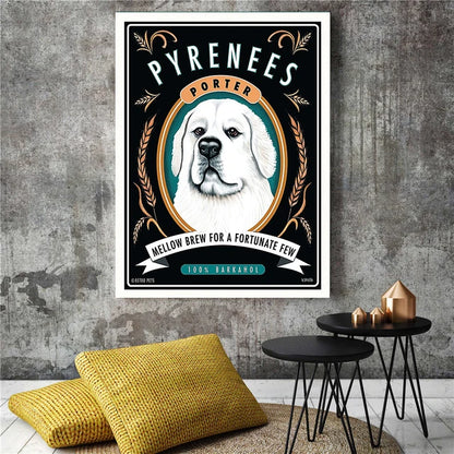 Impressions d’art mural de biscuit de chien vintage