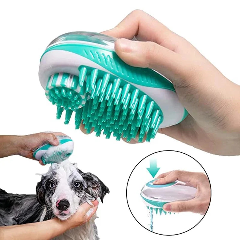 2-in-1 Pet Bath Brush with Shampoo Dispenser