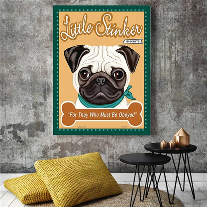 Impressions d’art mural de biscuit de chien vintage