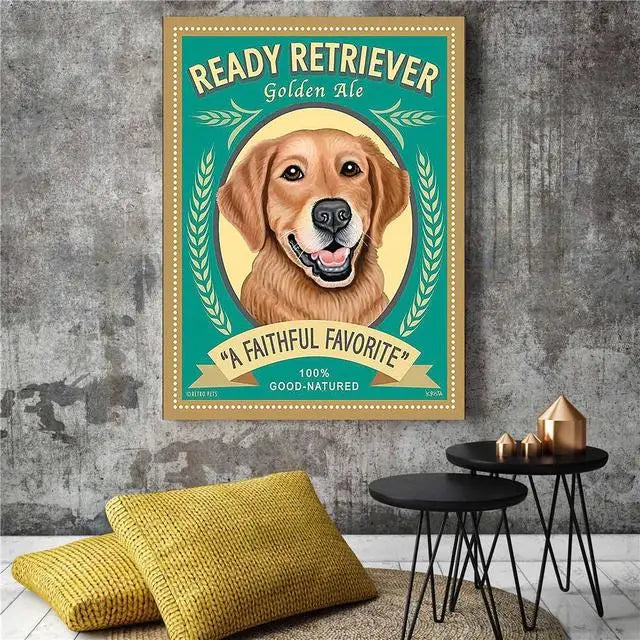 Impressions d’art mural de biscuit de chien vintage