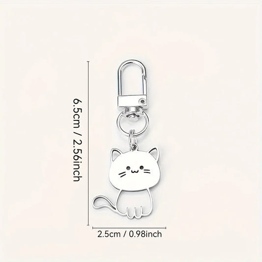 Porte-clés chat en acier inoxydable