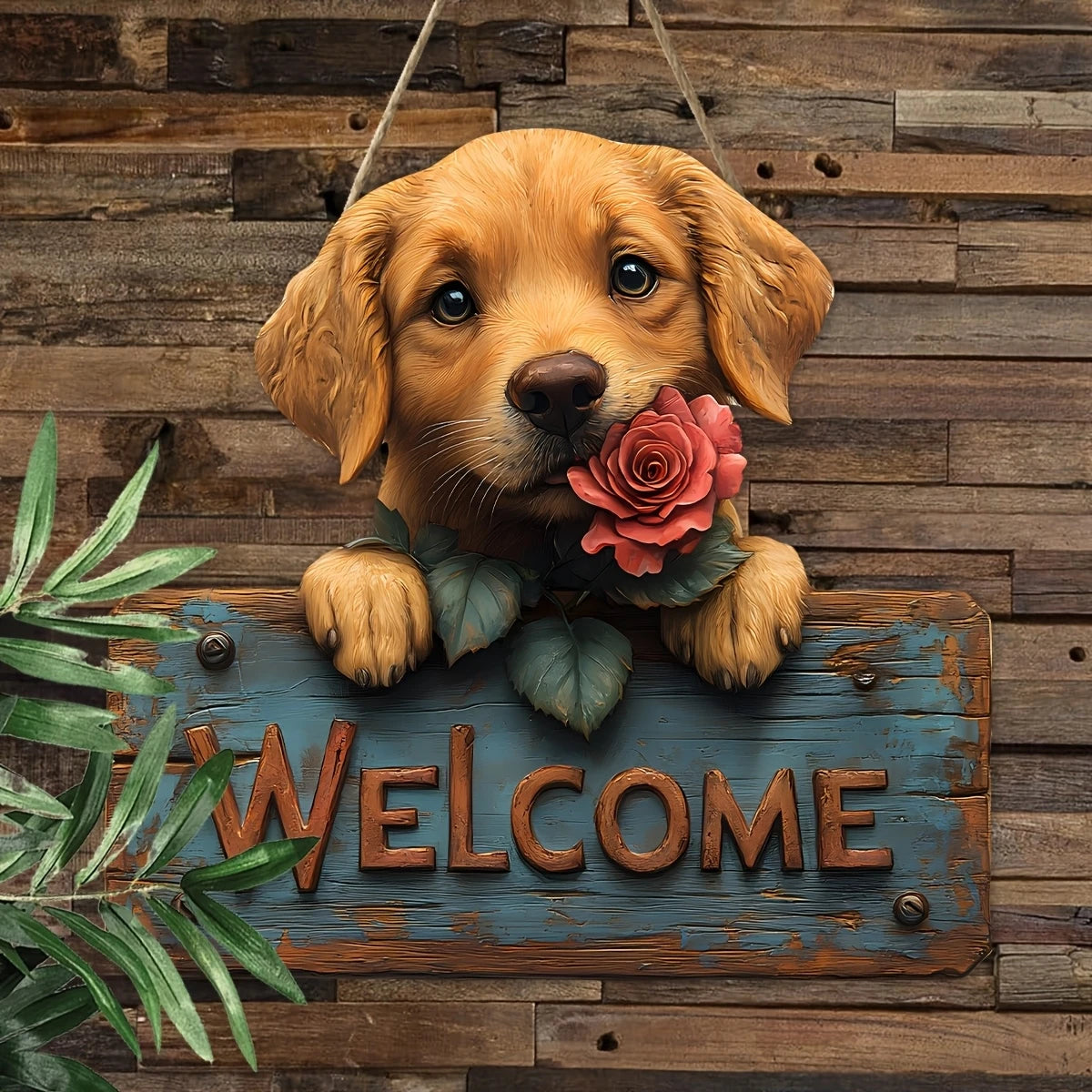 Cartello di benvenuto del Golden Retriever