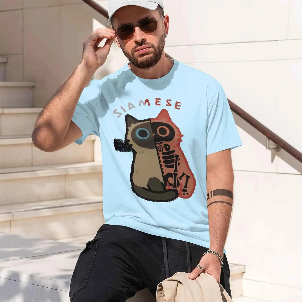 Men's Spooky Siamese Cat Graphic T-Shirt