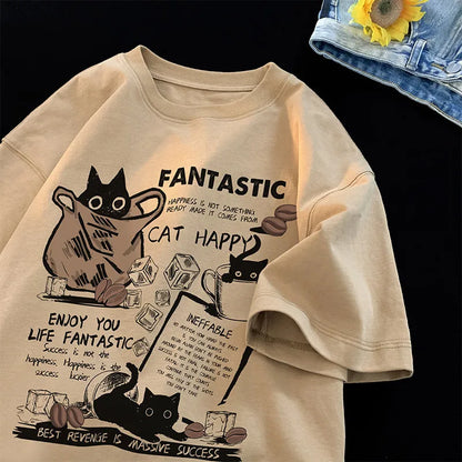 T-shirt sur le thème du chat heureux