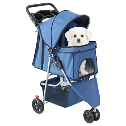 Poussette pliable pour animaux de compagnie à 3 roues