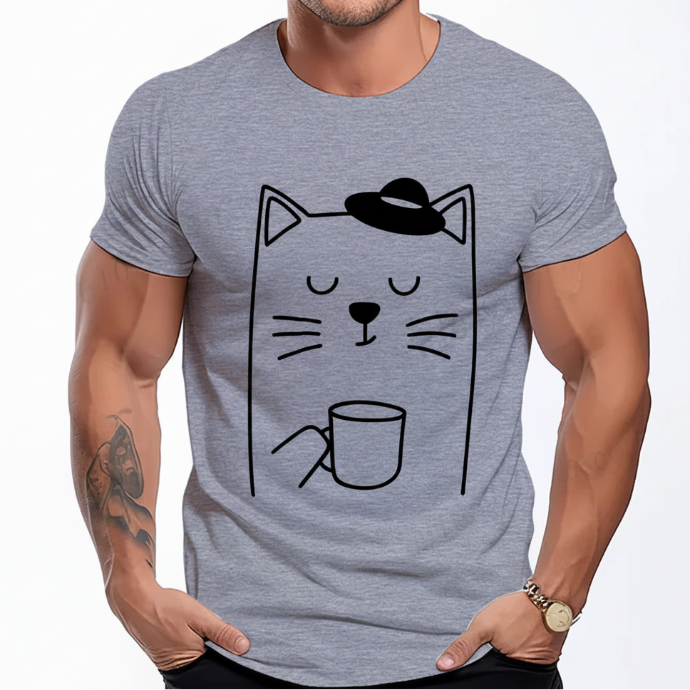Minimalist Coffee Cat T-Shirt